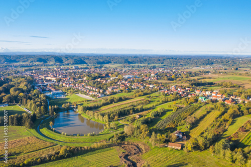 Panoramic drone view of town of Daruvar, Slavonia, Croatia