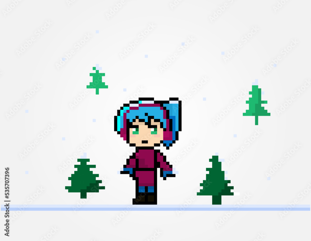Pixel winter character nature outdoor Pixel winter character nature outdoor