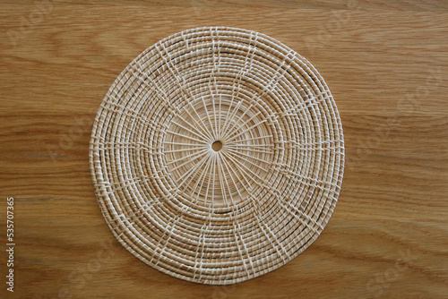 Basketry made of round rattan for serving dishes.