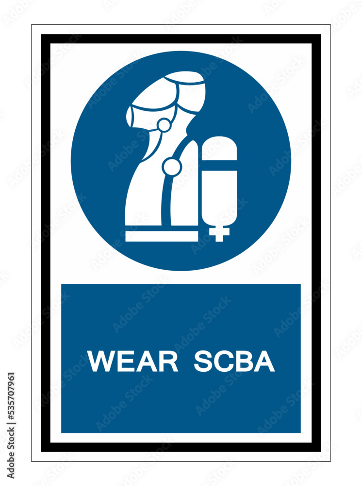 Wear SCBA (Self Contained Breathing Apparatus) Symbol On White Background Wear SCBA (Self Contained Breathing Apparatus) Symbol On White Background