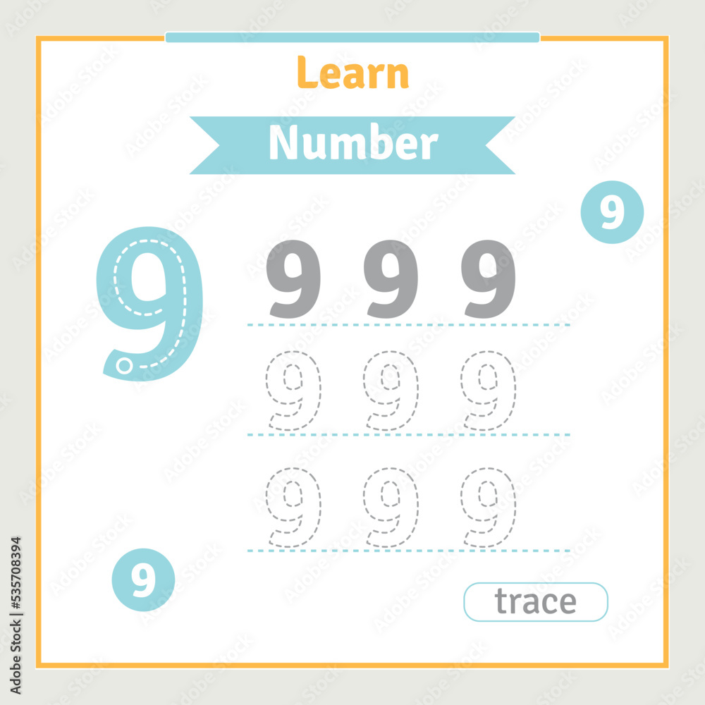 Back to school worksheet for kids with number tracing fun vector ...