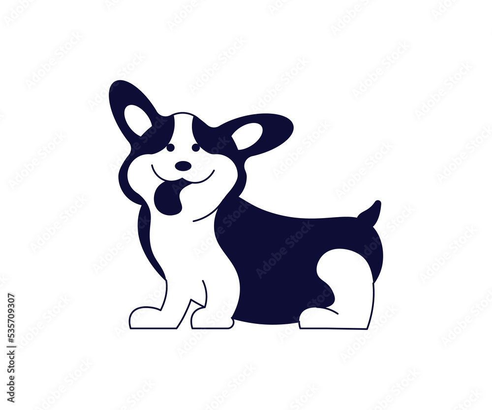 Cute dog lies, stylized pet isolated on white Cute dog lies, stylized pet isolated on white
