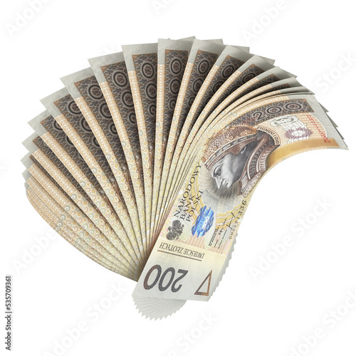 Obraz na płótnie Wachlarz banknotów 200 Złotych Polskich w salonie