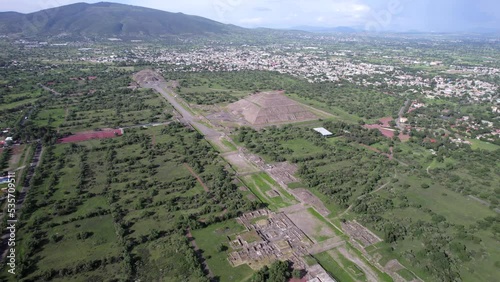 Aerial view of Teotihuacan pyramids. photo