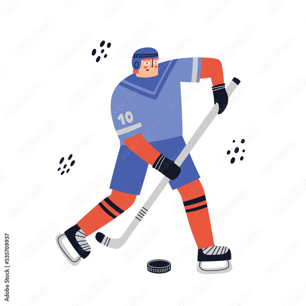 Fototapeta premium Ice Hockey player. Hand drawn vector illustration