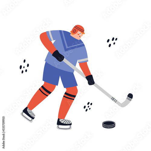 Ice Hockey player. Hand drawn vector illustration