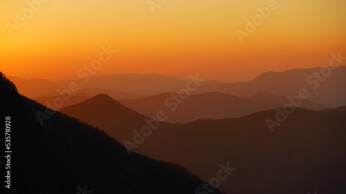 Sunset scenery of Cheonwangsan Mountain in Miryang, South Korea © Shin sangwoon
