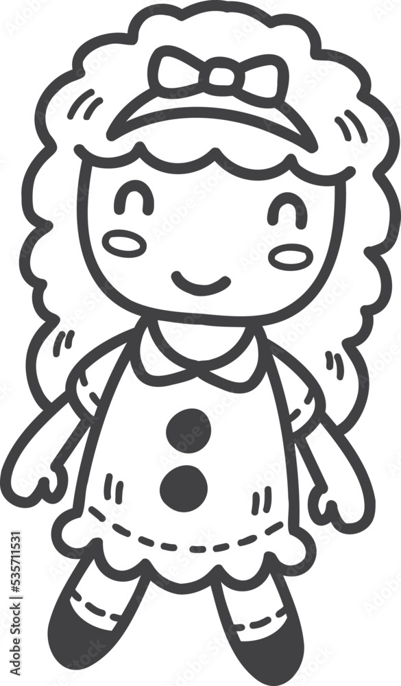 Hand Drawn baby girl doll illustration Hand Drawn baby girl doll illustration