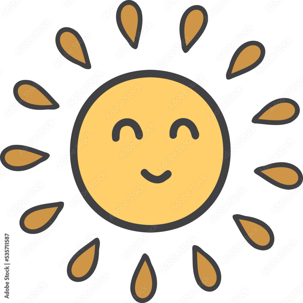 Hand Drawn cute smiling sun illustration Hand Drawn cute smiling sun illustration