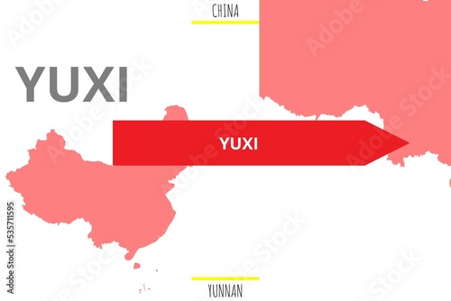 Yuxi: Illustration mit dem Namen der chinesischen Stadt Yuxi in der Provinz Yunnan photo