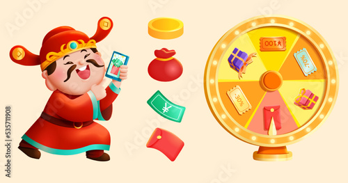 Spinner wheel game elements set