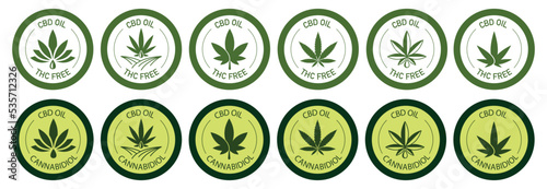 thc free cbd oil icon set vector illustration 