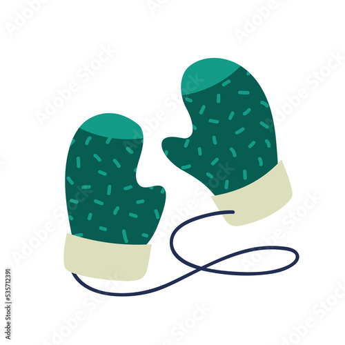 Mittens. Element of winter clothes. Vector image.