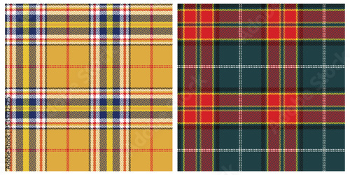 yellow, blue, red and green tartan plaid scottish seamless patterns. flannel plaid and checkered patterns vector.