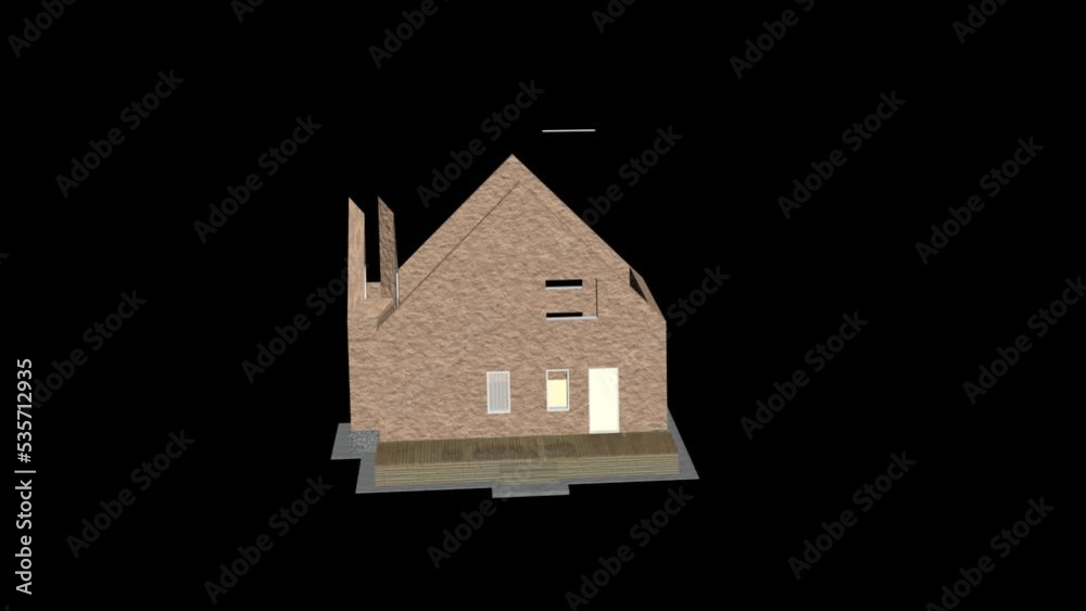 Home construction. Build structure. Time-lapse 3d animation showing a ...