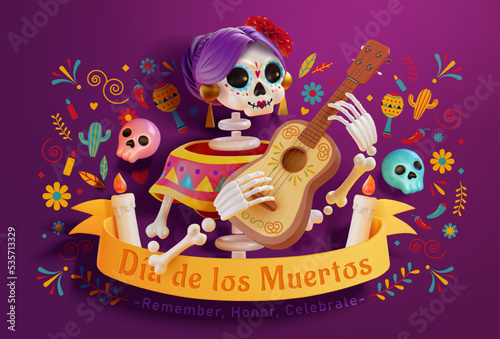 Day of the dead 3d illustration