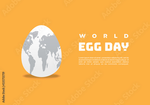 World egg day background banner poster with globe earth on orange color.