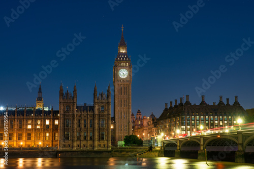 Big Ben at night in London. England