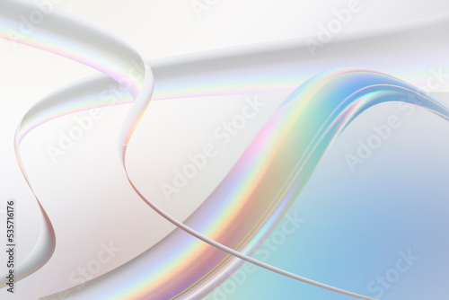 透明感のある美しい虹色の波線のオブジェクトのアブストラクト