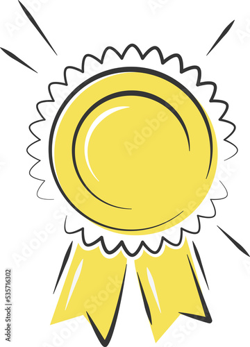 Award, first place medal. Hand drawn vector illustrations isolated on white background.
