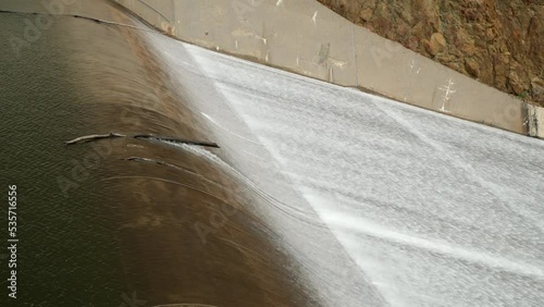 Close up of dam edge looking down over Dartmouth Dam Victoria Australia. photo