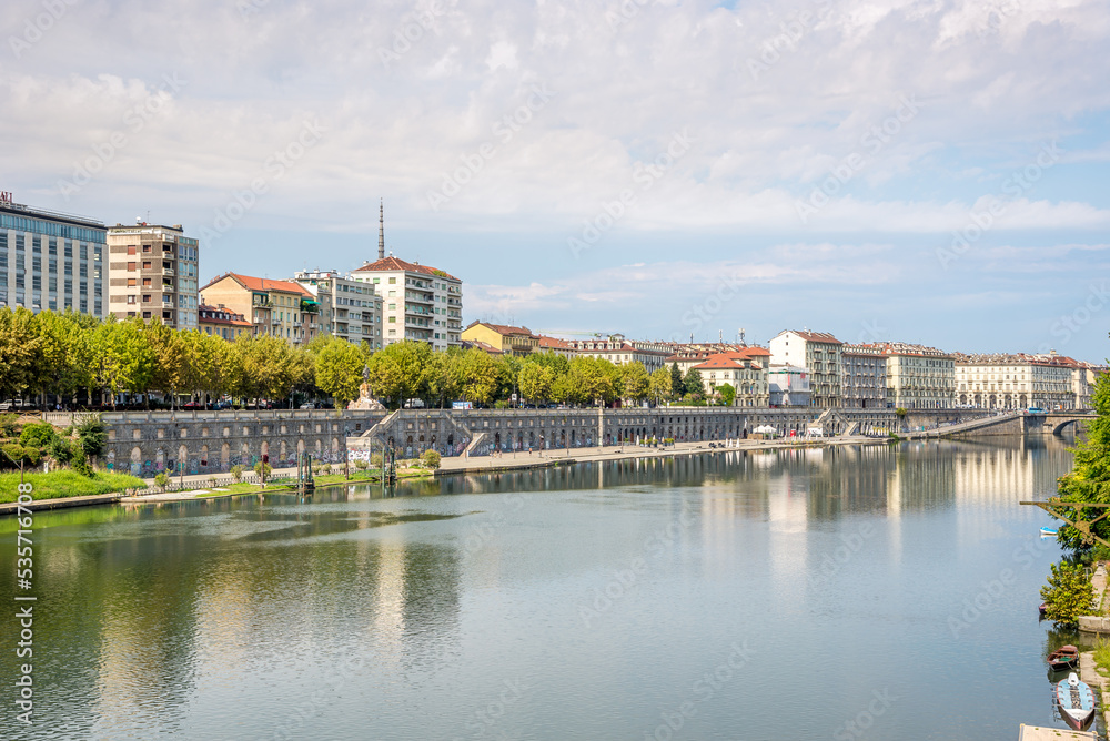 View at the Waterfront of Po river in Torino, Italy