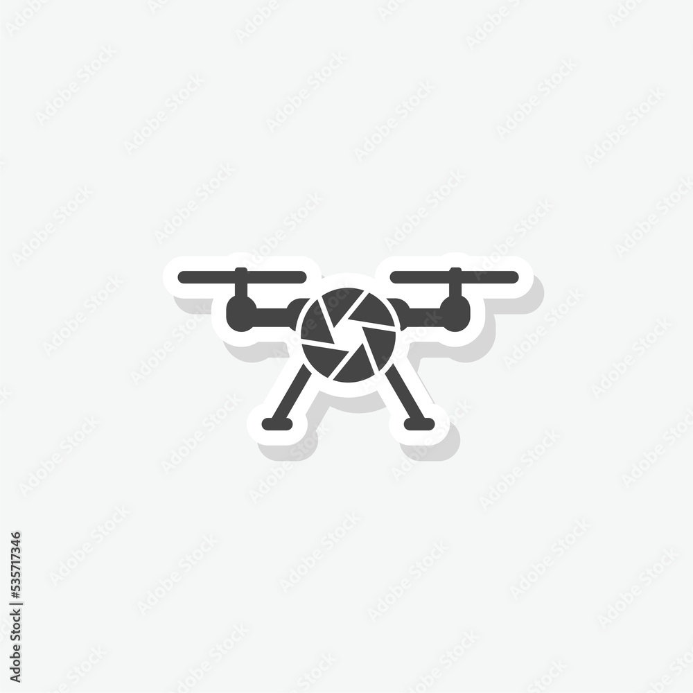 Drone camera logo icon sticker design isolated on white background Drone camera logo icon sticker design isolated on white background