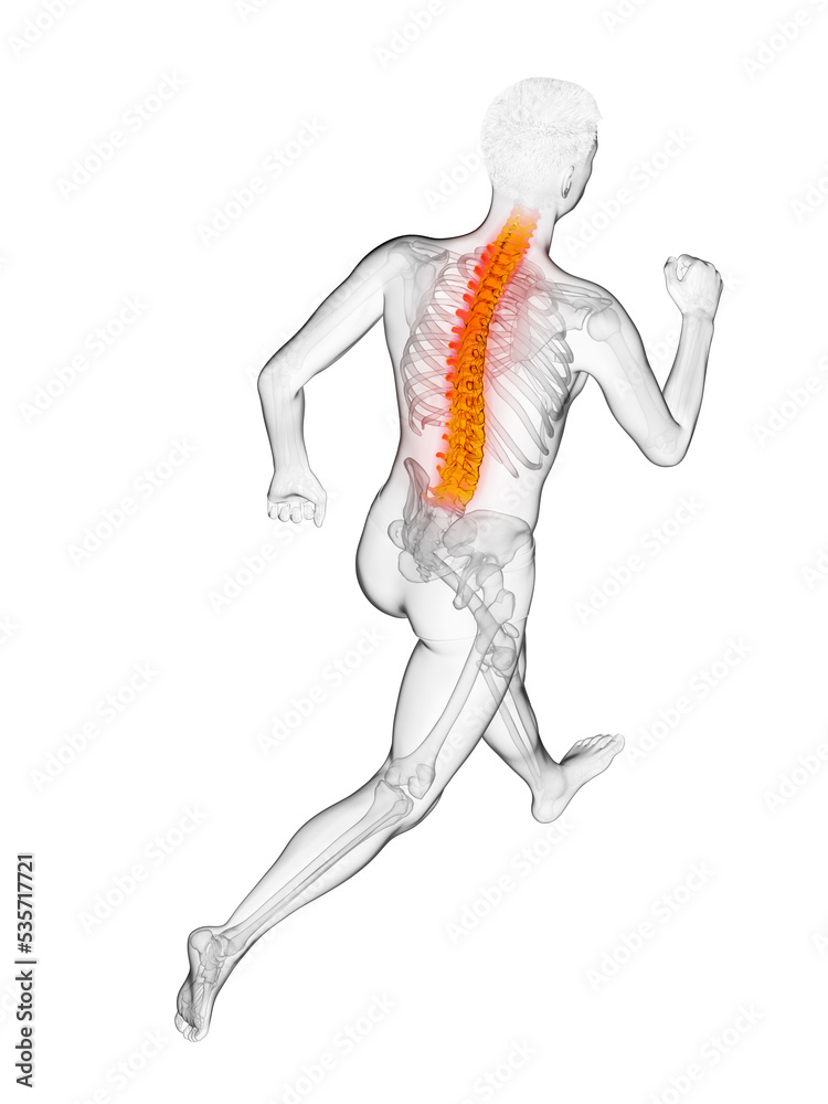 3d rendered medically accurate illustration of a runners painful back 3d rendered medically accurate illustration of a runners painful back
