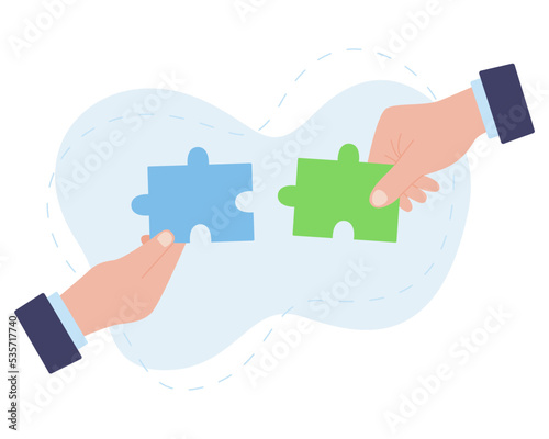 Puzzle pieces symbol of teamwork. Problem solving, business challenge in business connection puzzle, partnership concept. Vector illustration