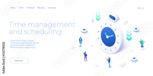 Effective time management isometric vector illustration. Task prioritizing organization for effective productivity. Job schedule optimization concept