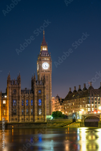 Big Ben at night in London. England