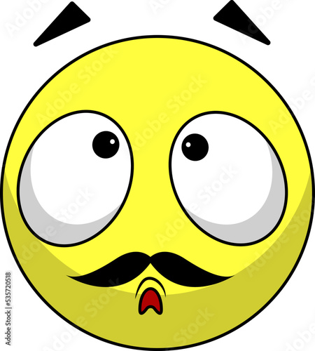 yellow emoticons emotions with moustache surprise