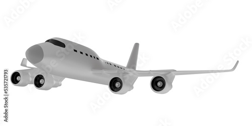 Flying airplane.3D rendering