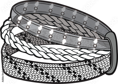 MEN AND BOYS ACCESSORIES BRACELETS VECTOR FLAT SKETCH