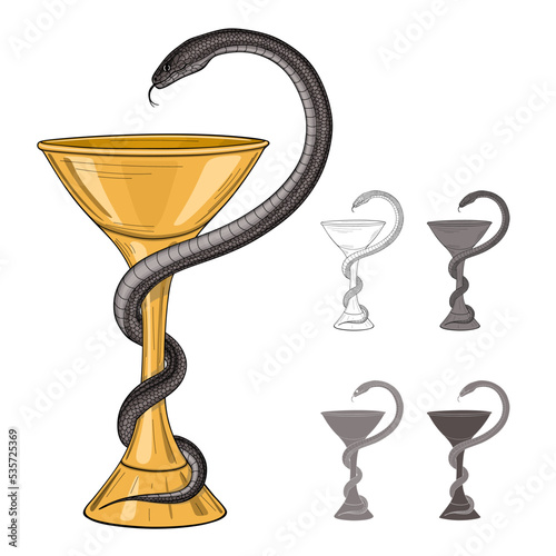 Bowl of Hygieia symbols of pharmacy