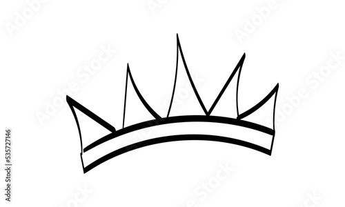 Hand drawn doodle crown. Crown logo hand drawn icon. Black doodle element isolated on white. © Dorothy Art