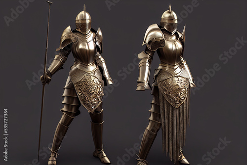 Tela 3D digital illustration of a woman warrior on a plain isolated background