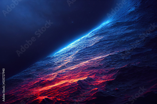 Astonishing Landscape of Universe Space Background. Deep Realistic Abstract 3D Illustration
