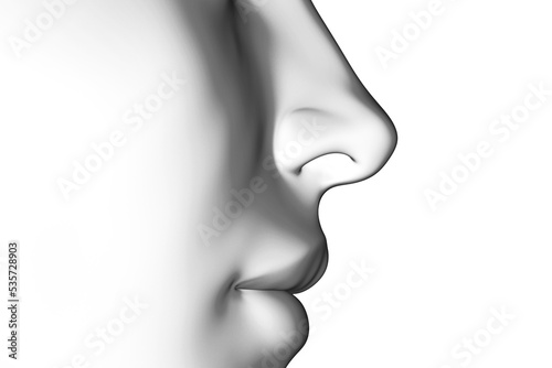 3d rendered illustration of an abstrac blue female nose