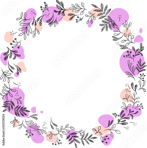 floral wreath pink purple- frame PNG