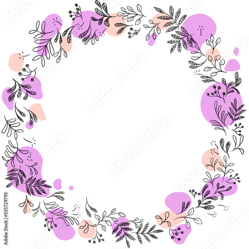 floral wreath pink purple- frame