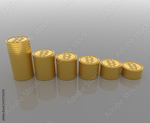 3d Bitcoin icon render | golden coin illustration | golden cryptocurrency coin icon | Blockchain and investment financial assets