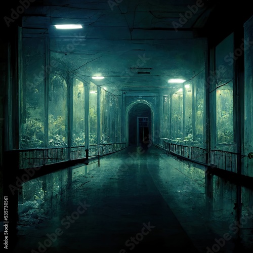 sanitarium , night , liminal space photo