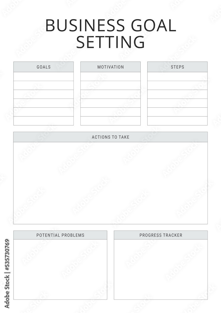 Business Goal Setting sheets Business Goal Setting sheets