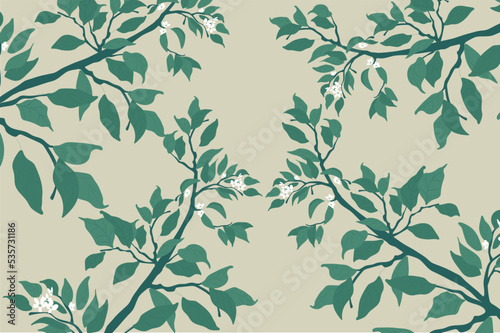 seamless flower pattern on green background 