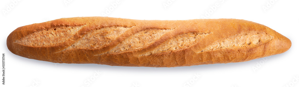Freshly baked Delicious baguette bread isolated on white background, baguette bread on white With work path.