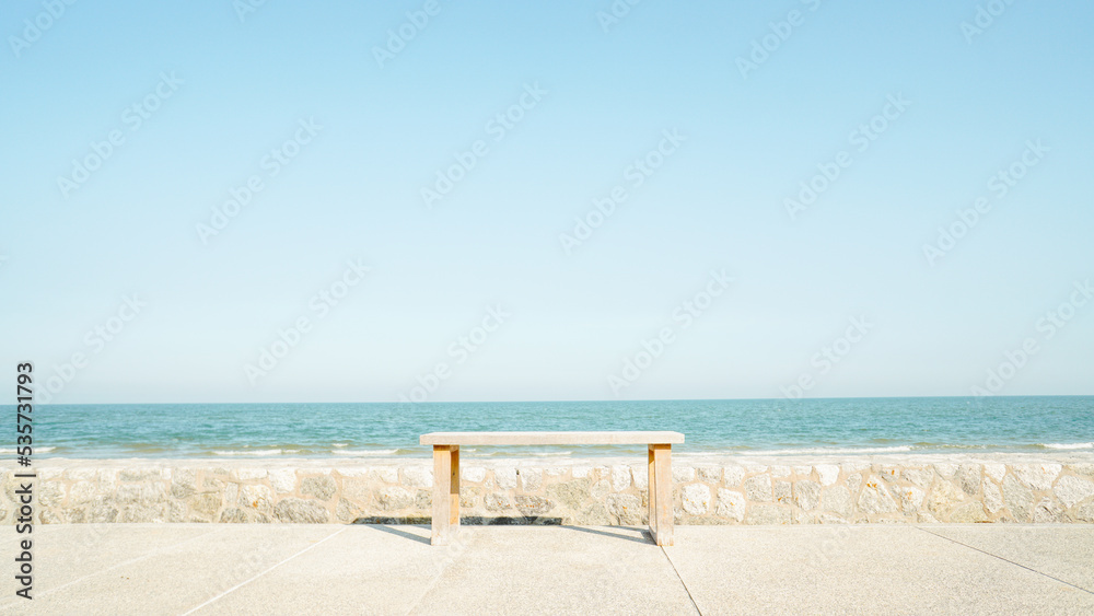 Lonely chair at the beach, minimalist style, for background