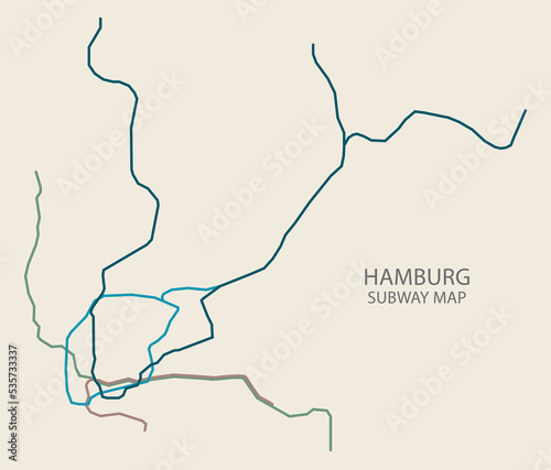 Hamburg city subway vector map colored