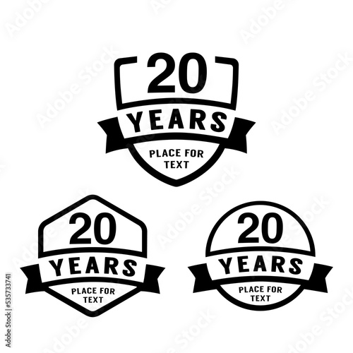 20 years anniversary celebration logotype. 20th anniversary logo collection. Set of anniversary design template. Vector illustration. 