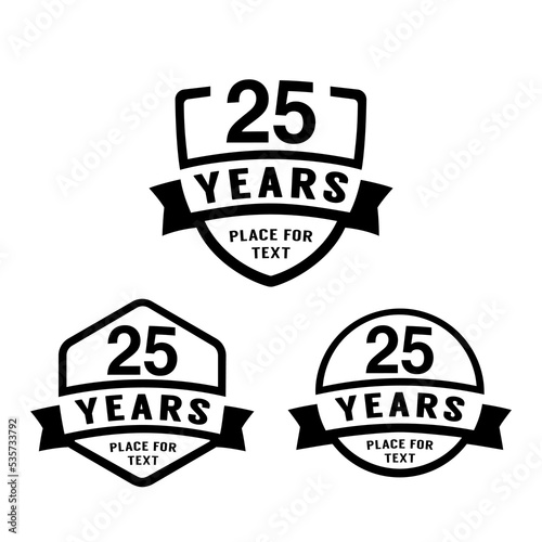 25 years anniversary celebration logotype. 25th anniversary logo collection. Set of anniversary design template. Vector illustration. 